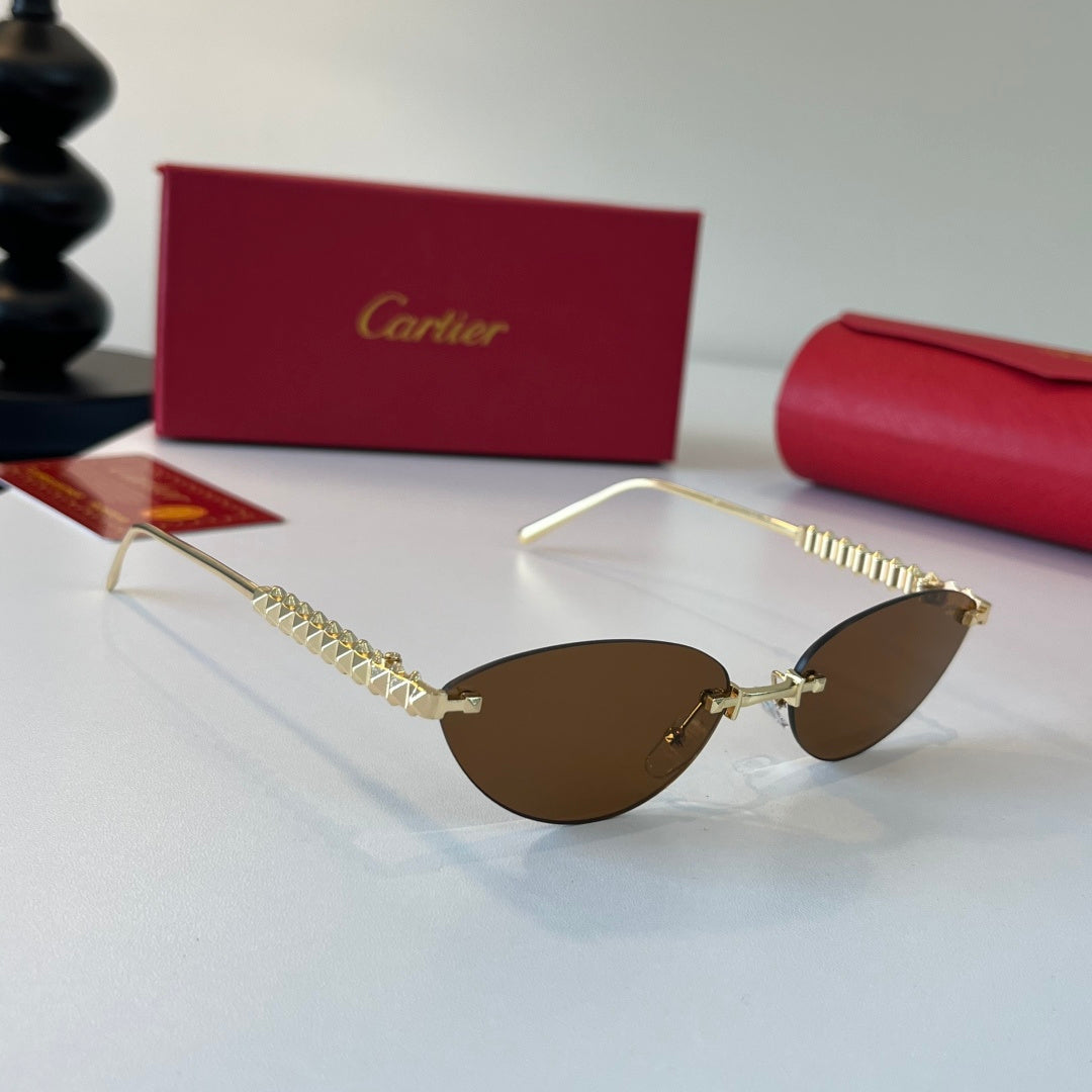 Cartier Lightweight Metal Rimless Brown Lens Sunglasses for Men & Wom - 358471 - detail image 2