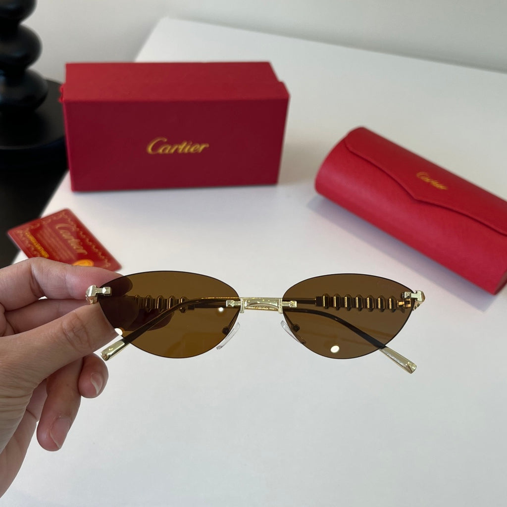 Cartier Lightweight Metal Rimless Brown Lens Sunglasses for Men & Wom - 399015 - detail image 5