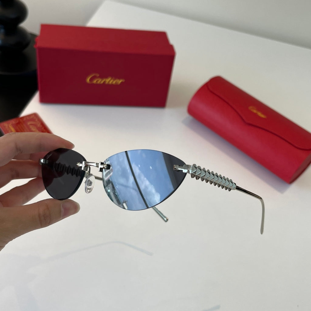 Cartier Lightweight Metal Rimless Silver Lens Sunglasses for Men & Wo - 358472 - detail image 9
