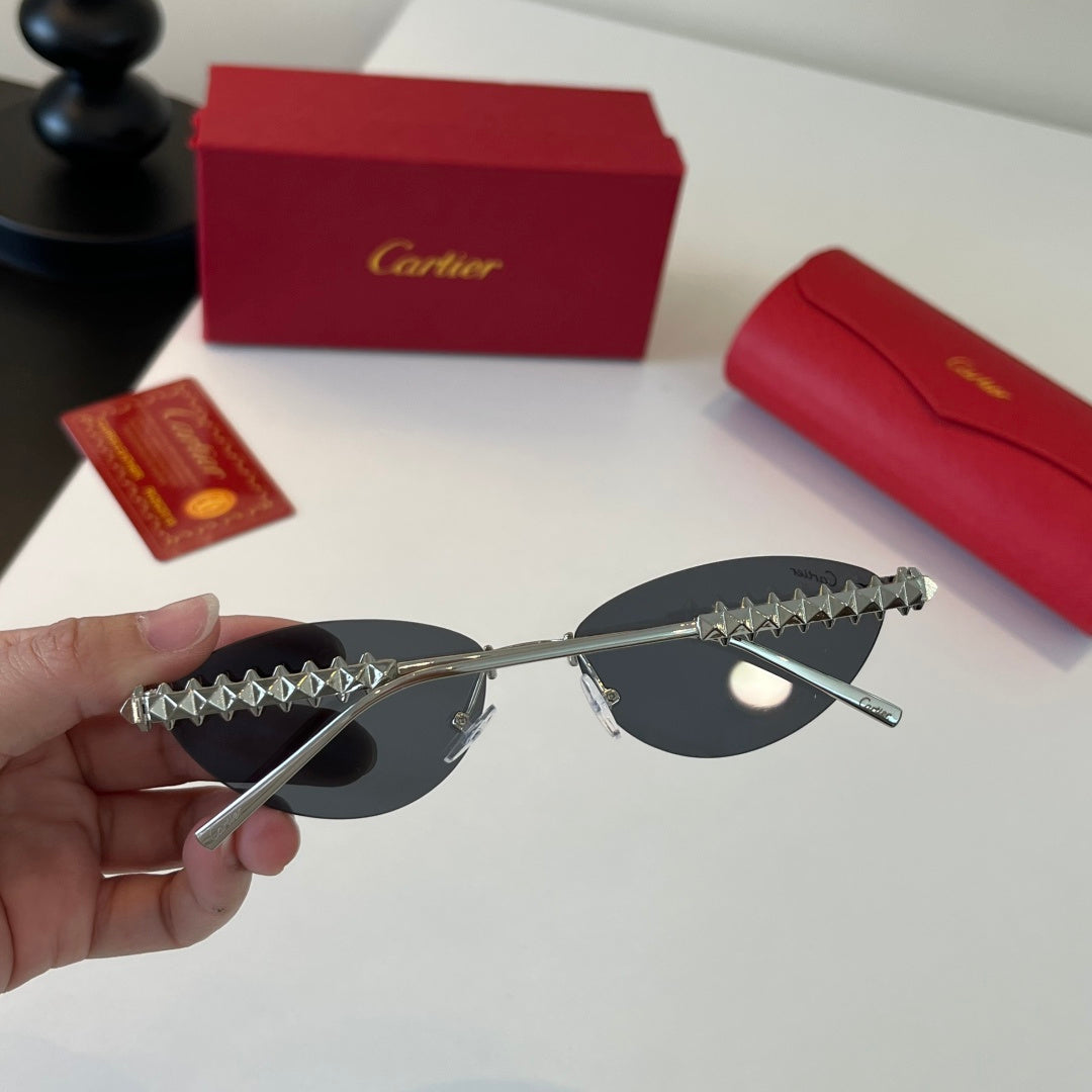 Cartier Lightweight Metal Rimless Silver Lens Sunglasses for Men & Wo - 399016 - detail image 8