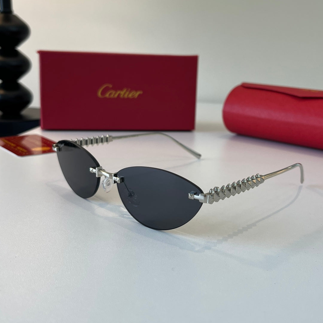 Cartier Lightweight Metal Rimless Silver Lens Sunglasses for Men & Wo - 358472 - detail image 3