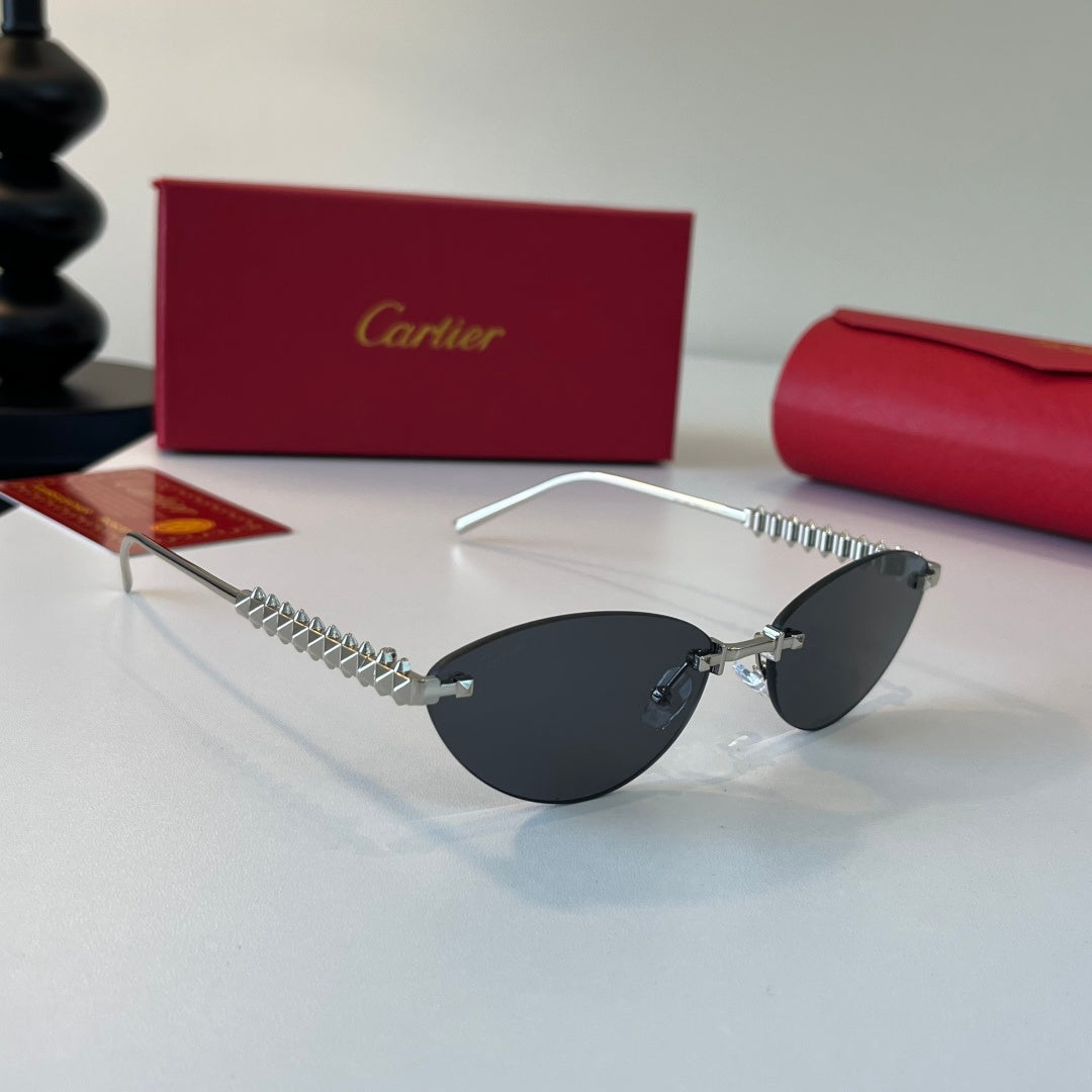 Cartier Lightweight Metal Rimless Silver Lens Sunglasses for Men & Wo - 358472