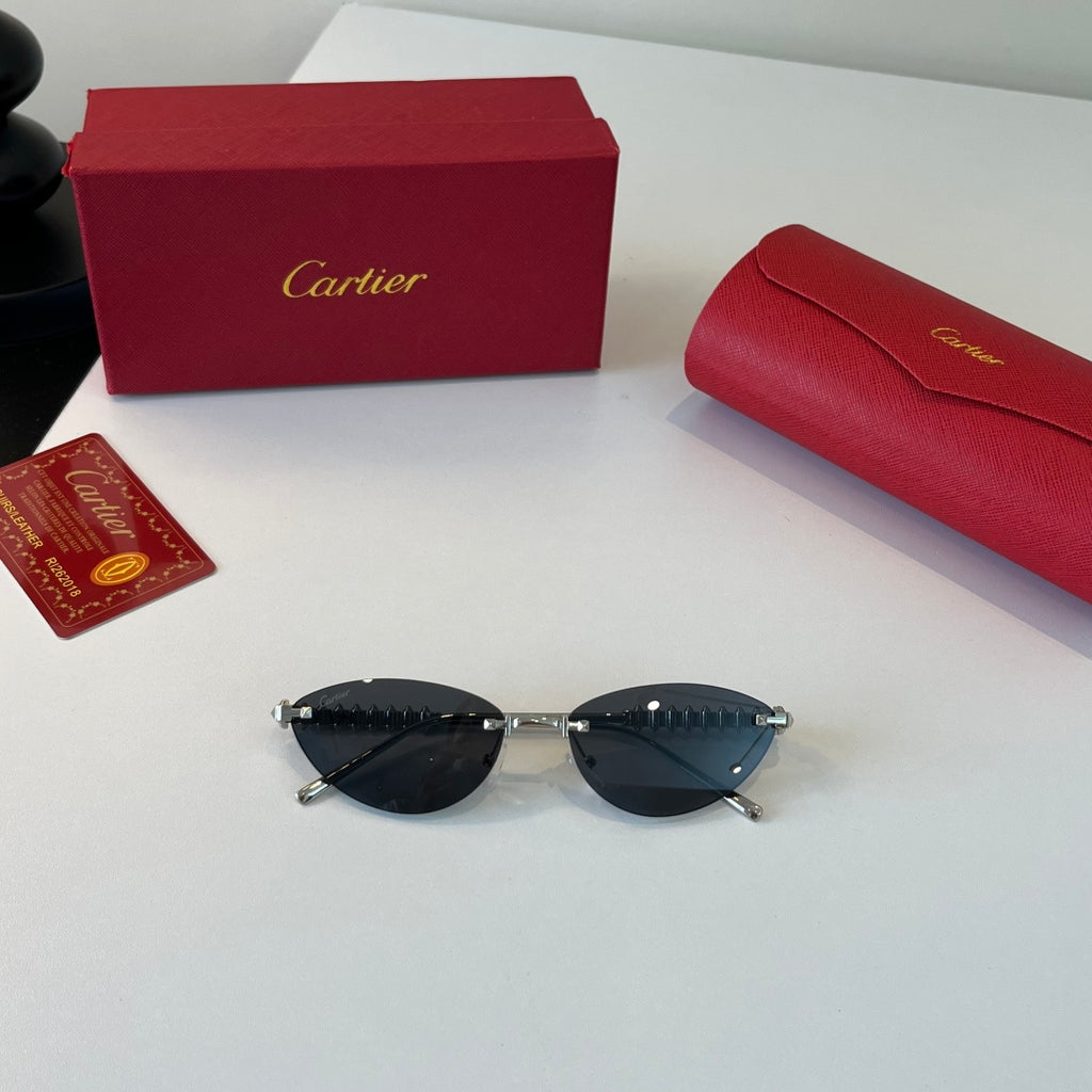 Cartier Lightweight Metal Rimless Silver Lens Sunglasses for Men & Wo - 358472 - detail image 4