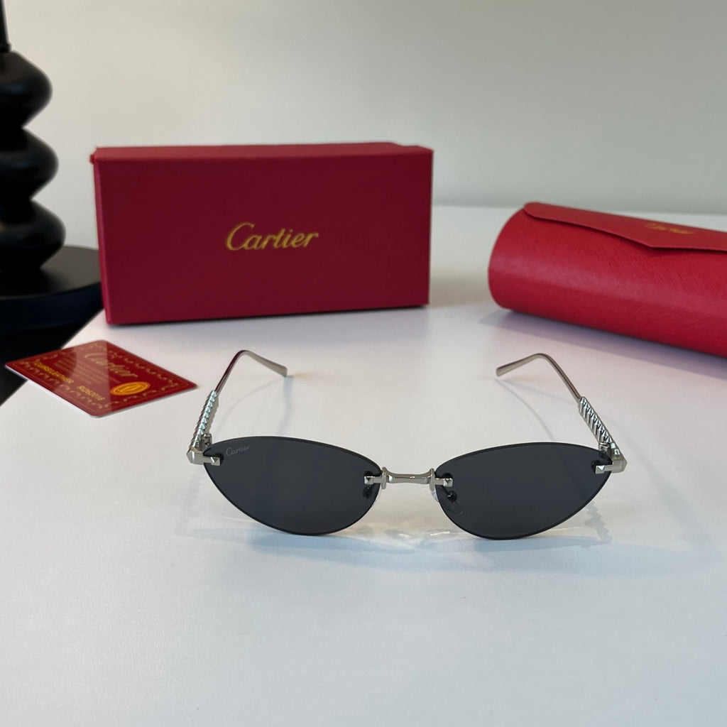 Cartier Lightweight Metal Rimless Silver Lens Sunglasses for Men & Wo - 358472 - detail image 2