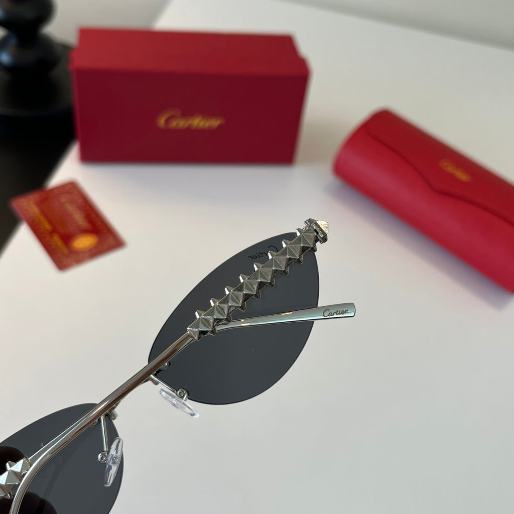 Cartier Lightweight Metal Rimless Silver Lens Sunglasses for Men & Wo - 358472 - detail image 7