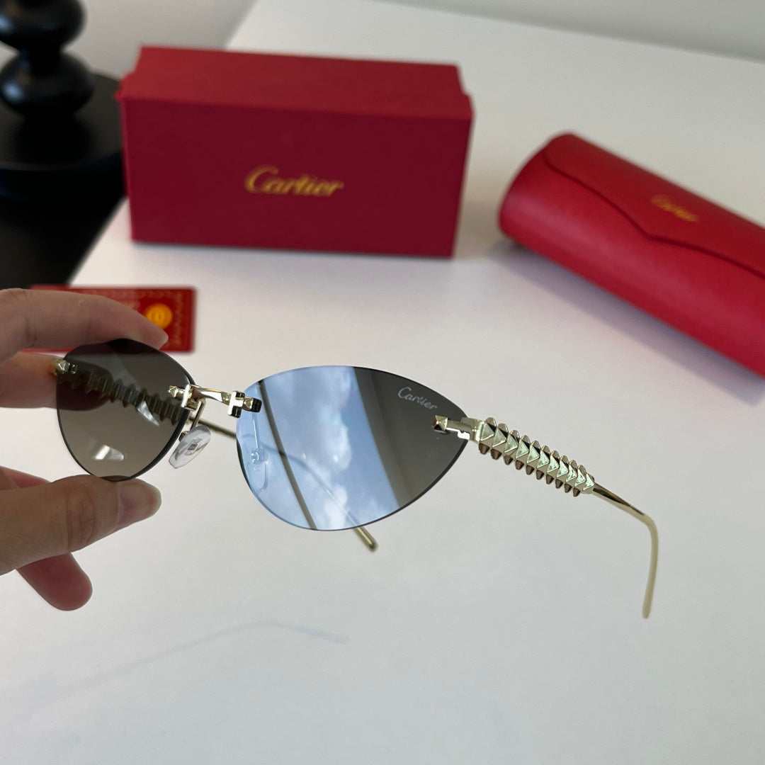 Cartier Lightweight Metal Rimless Silver Lens Sunglasses for Men & Wo - 399017 - detail image 8