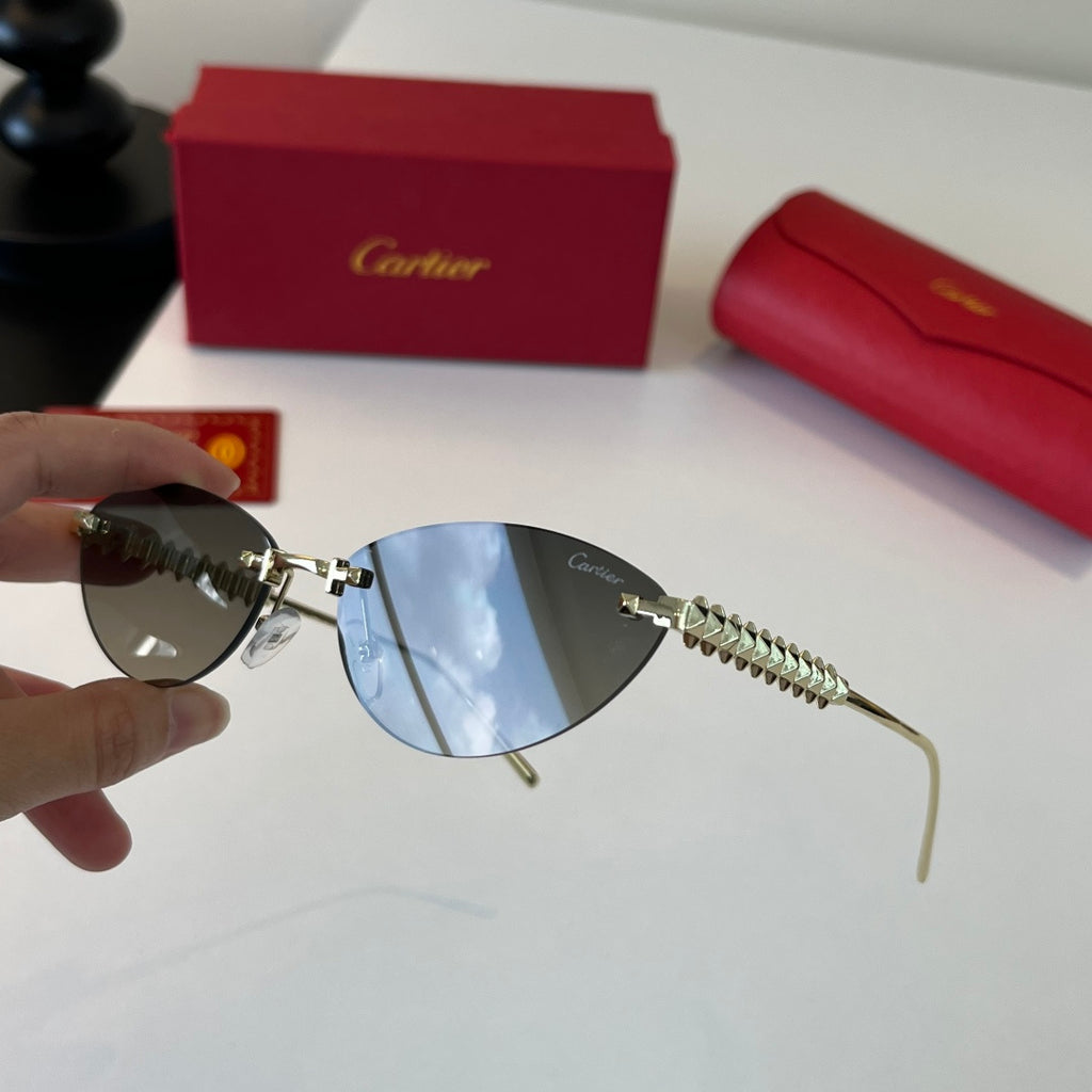 Cartier Lightweight Metal Rimless Silver Lens Sunglasses for Men & Wo - 358473 - detail image 8