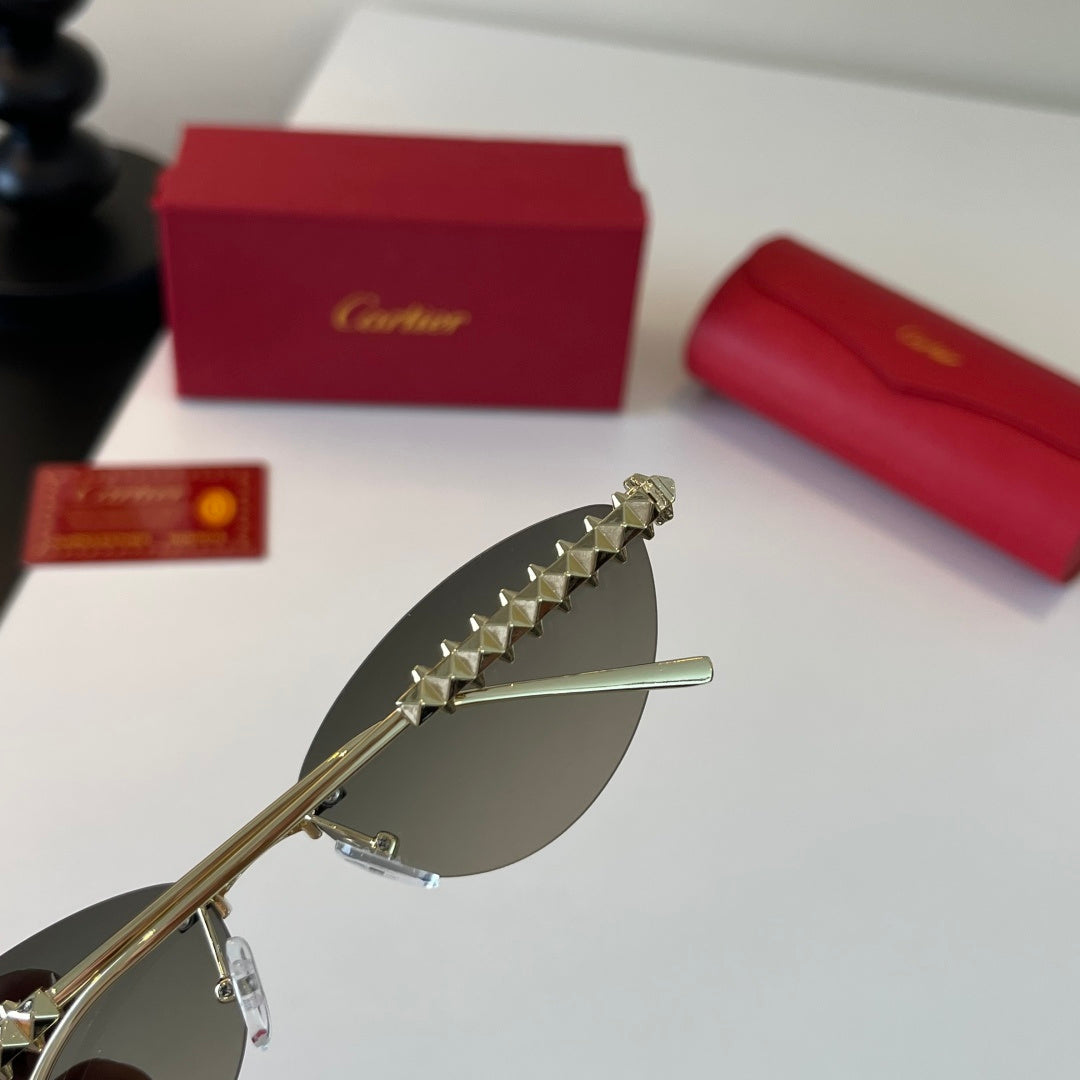Cartier Lightweight Metal Rimless Silver Lens Sunglasses for Men & Wo - 358473 - detail image 9
