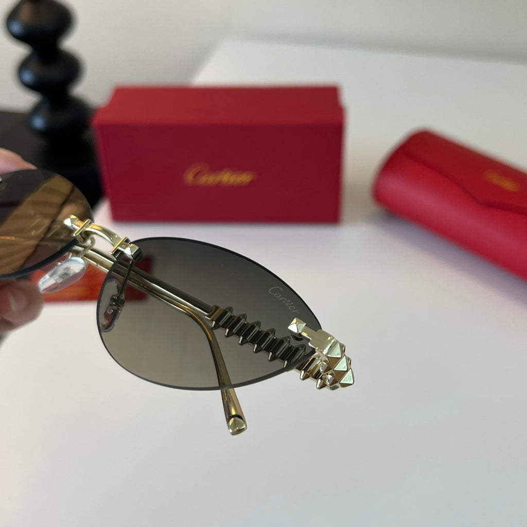 Cartier Lightweight Metal Rimless Silver Lens Sunglasses for Men & Wo - 358473 - detail image 6