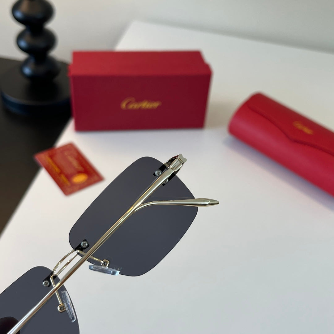 Cartier Lightweight Metal Rimless Silver Lens Sunglasses for Men & Wo - 399018 - detail image 6