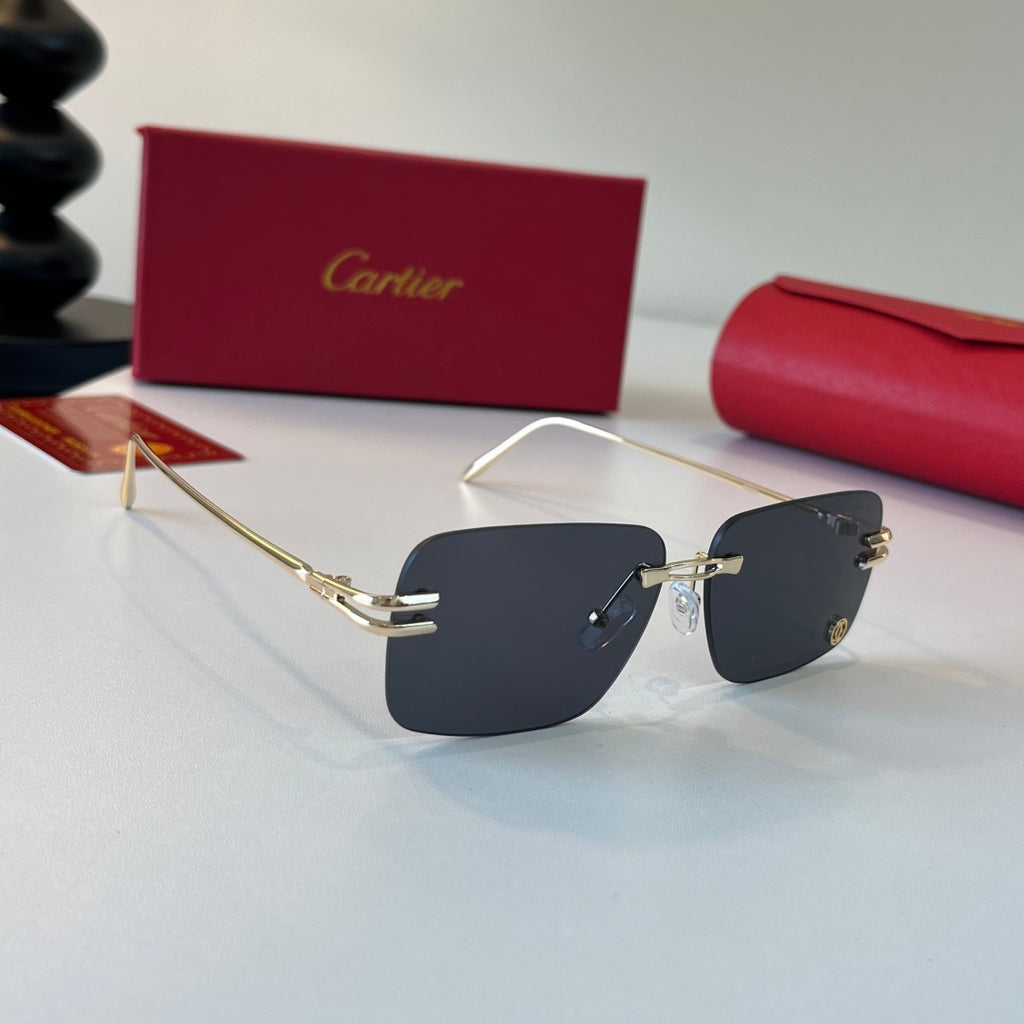 Cartier Lightweight Metal Rimless Silver Lens Sunglasses for Men & Wo - 493698