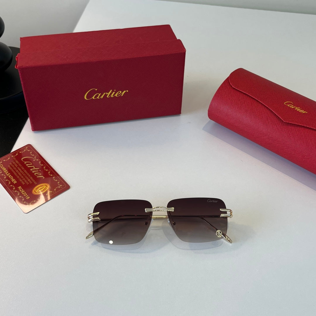 Cartier Lightweight Metal Rimless Silver Lens Sunglasses for Men & Wo - 358475 - detail image 4