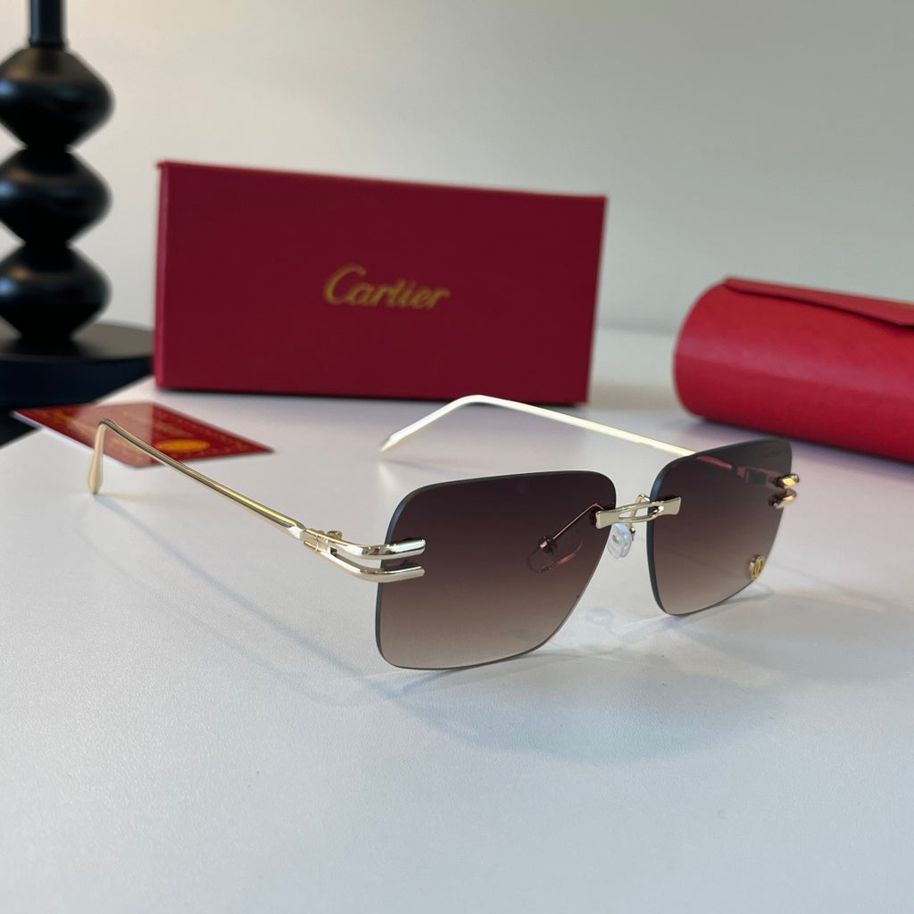 Cartier Lightweight Metal Rimless Silver Lens Sunglasses for Men & Wo - 399019