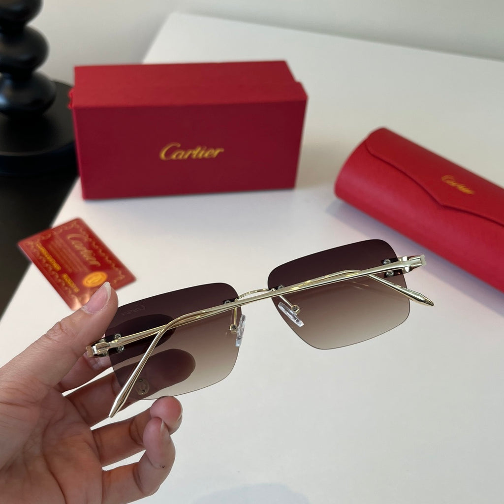 Cartier Lightweight Metal Rimless Silver Lens Sunglasses for Men & Wo - 358475 - detail image 8