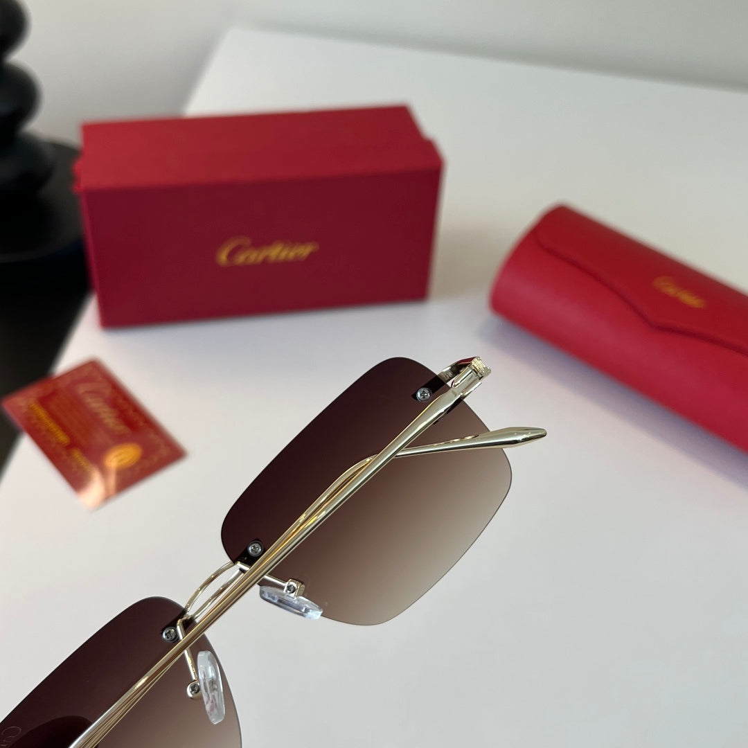 Cartier Lightweight Metal Rimless Silver Lens Sunglasses for Men & Wo - 399019 - detail image 7