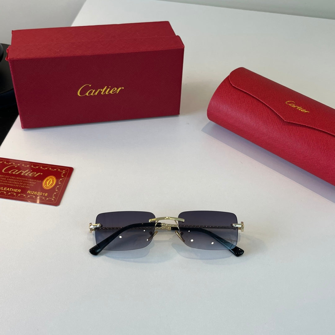 Cartier Lightweight Metal Rimless Silver Lens Sunglasses for Men & Wo - 358477 - detail image 5