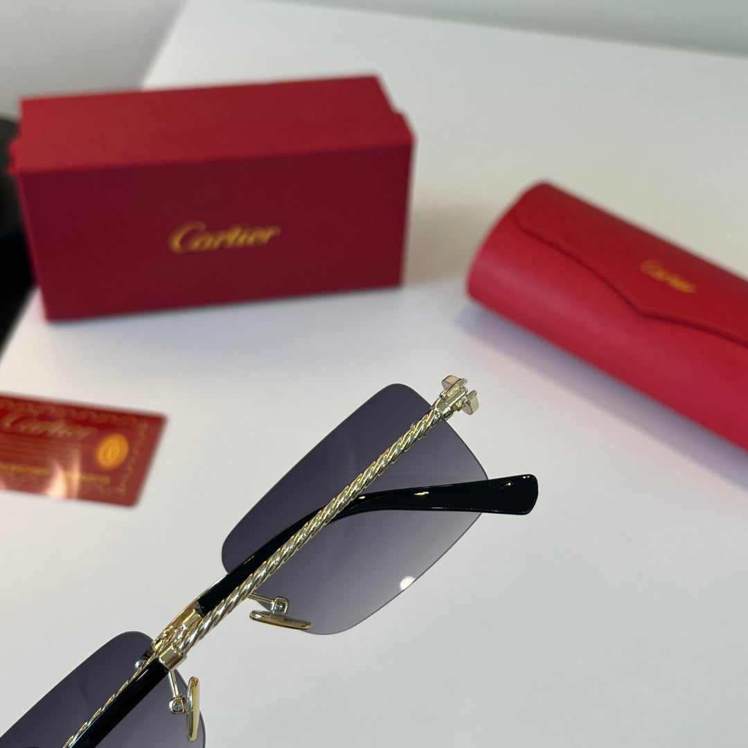 Cartier Lightweight Metal Rimless Silver Lens Sunglasses for Men & Wo - 358477 - detail image 8