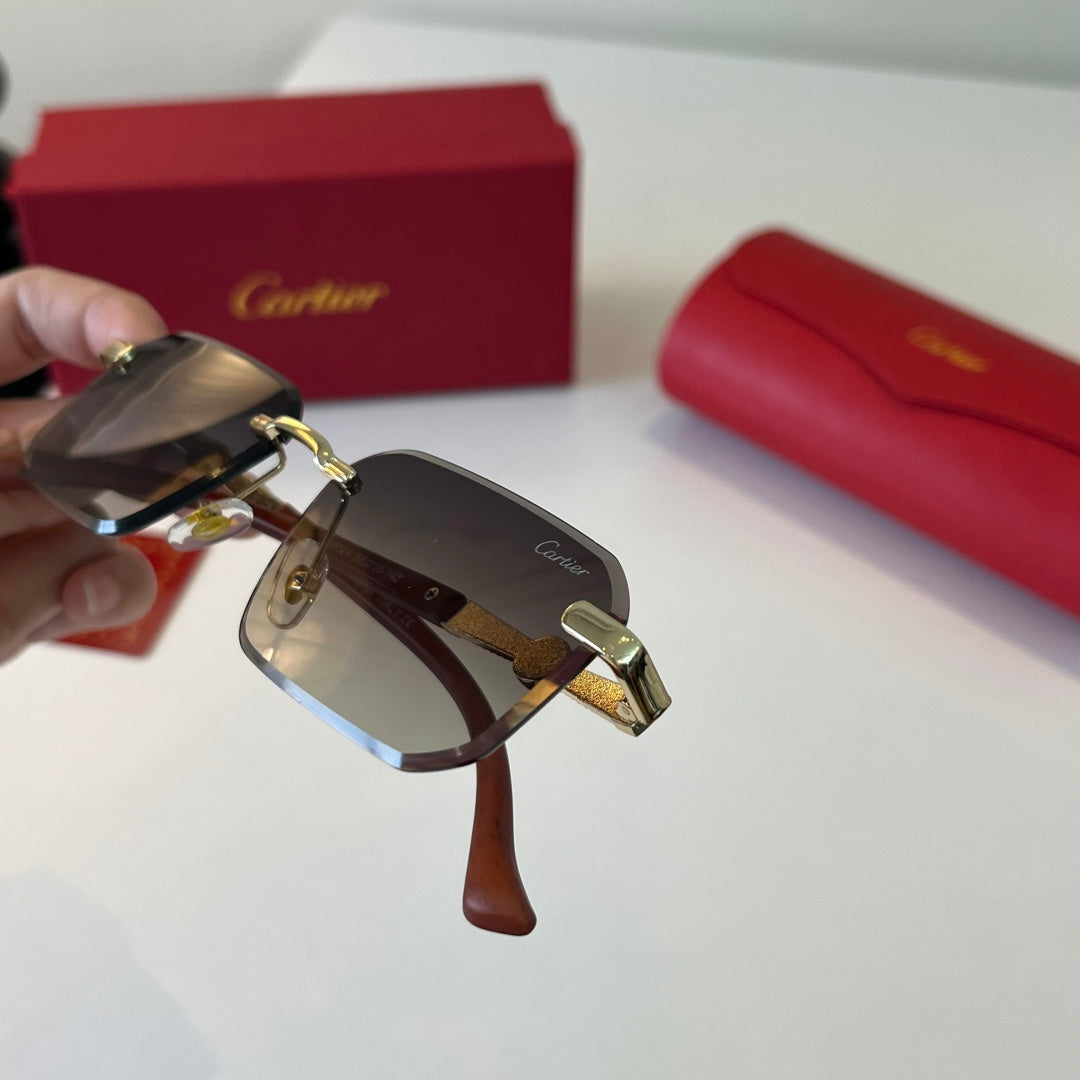 Cartier Lightweight Metal Rimless Silver Lens Sunglasses for Men & Wo - 358478 - detail image 7