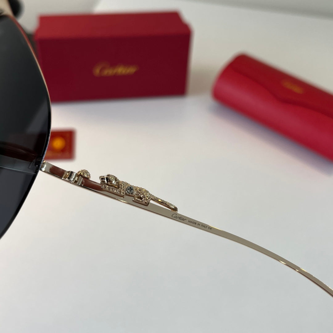 Cartier Lightweight Metal Rimless Silver Lens Sunglasses for Men & Wo - 358479 - detail image 11