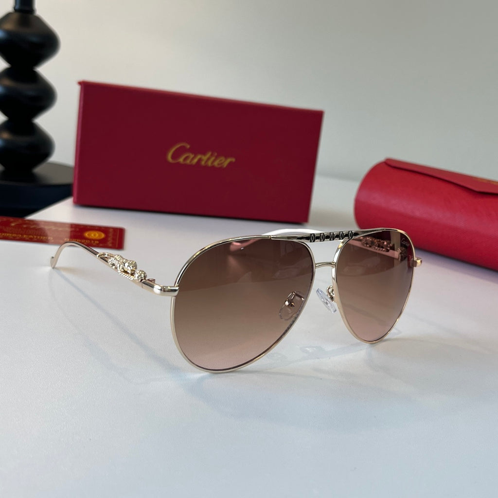 Cartier Lightweight Metal Rimless Red Lens Sunglasses for Men & Women - 358480