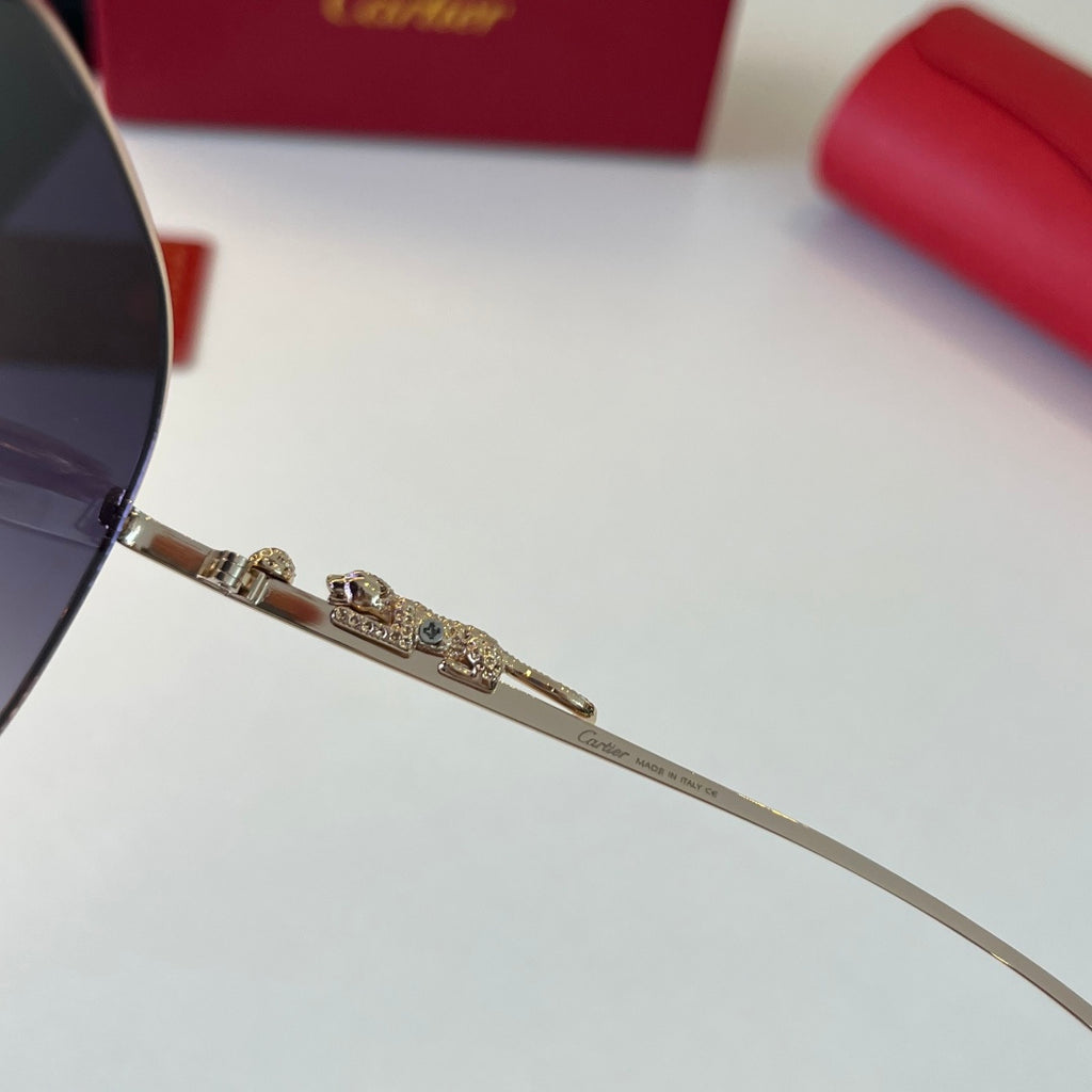 Cartier Lightweight Metal Rimless Blue Lens Sunglasses for Men & Wome - 358482 - detail image 10