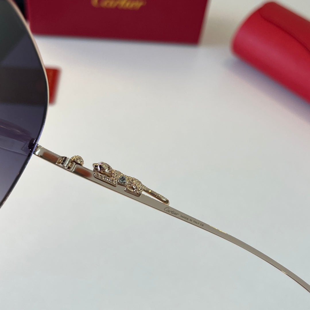 Cartier Lightweight Metal Rimless Blue Lens Sunglasses for Men & Wome - 358482 - detail image 10