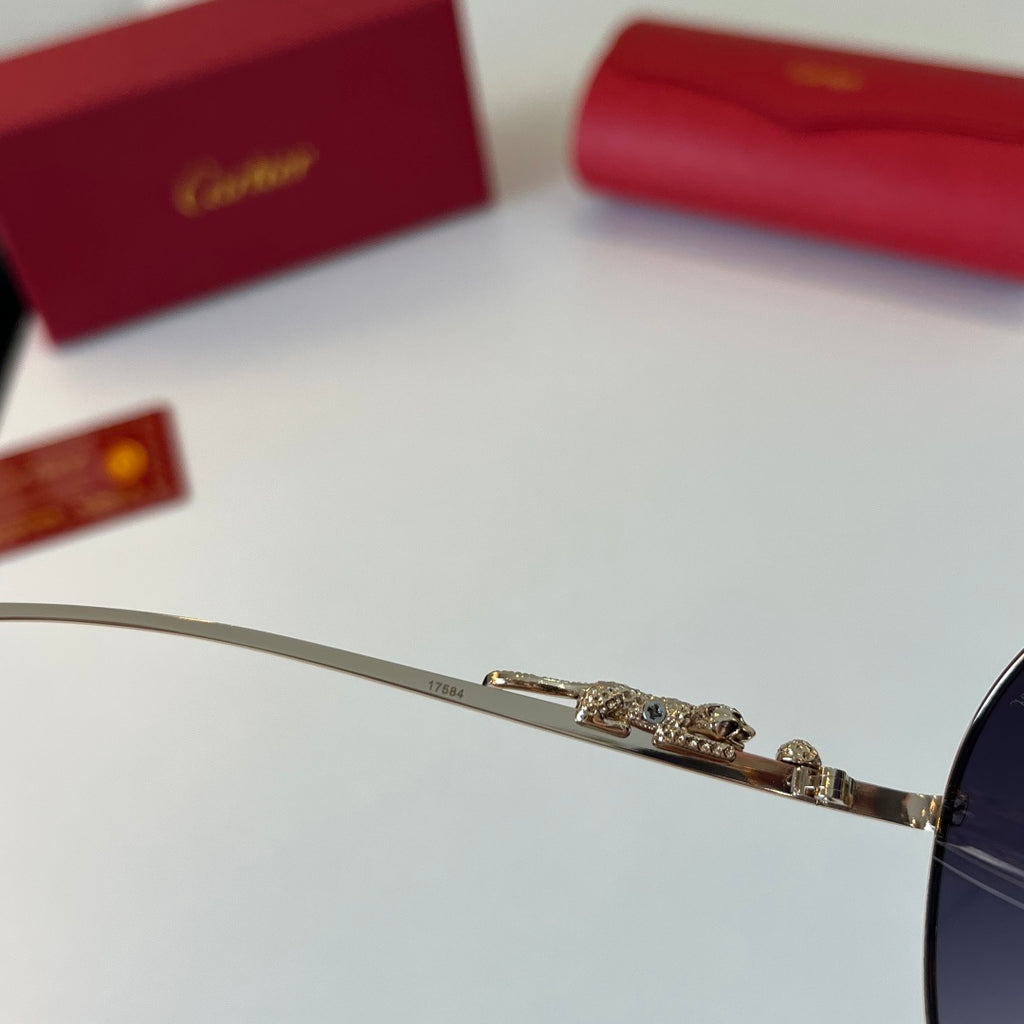 Cartier Lightweight Metal Rimless Blue Lens Sunglasses for Men & Wome - 358482 - detail image 9