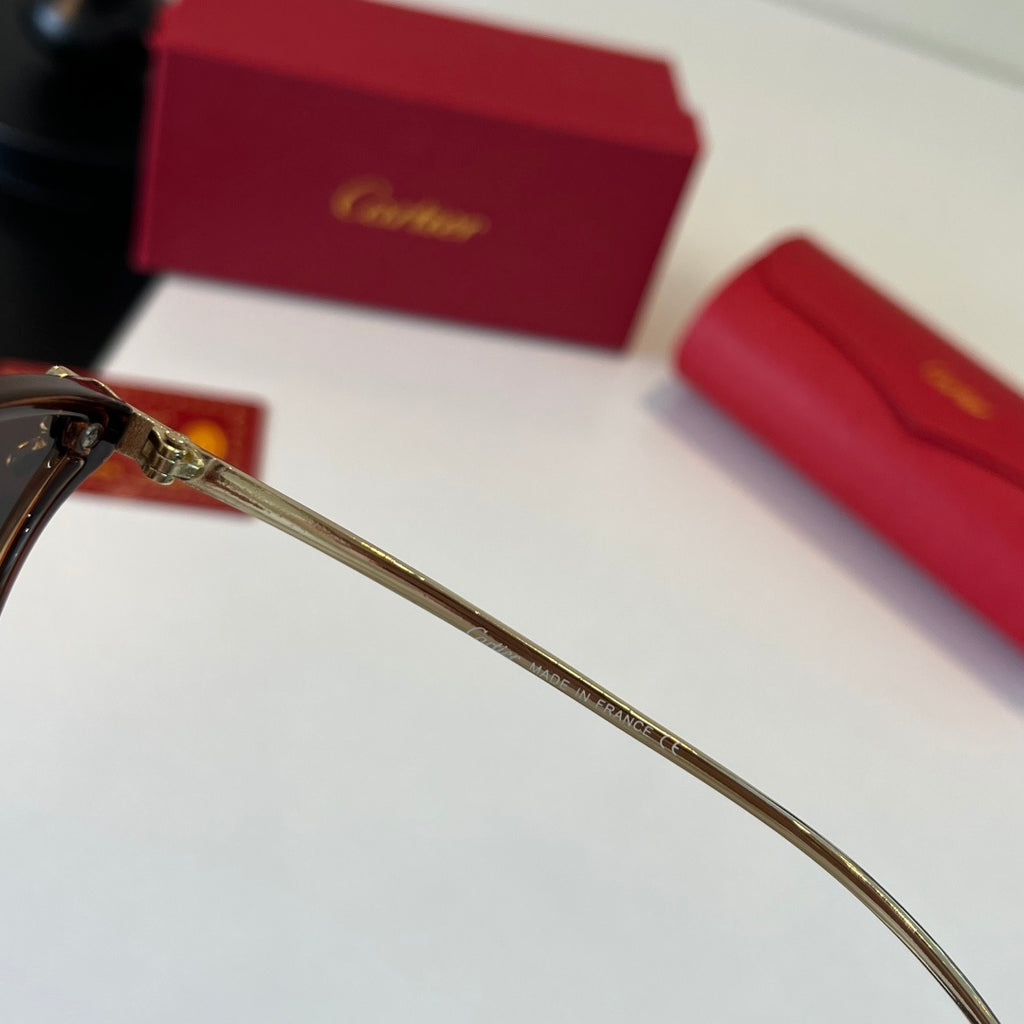 Cartier Lightweight Metal Rimless Brown Lens Sunglasses for Men & Wom - 372275 - detail image 10