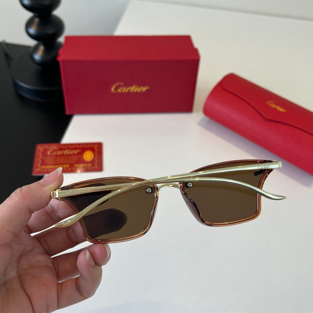 Cartier Lightweight Metal Rimless Brown Lens Sunglasses for Men & Wom - 372275 - detail image 7