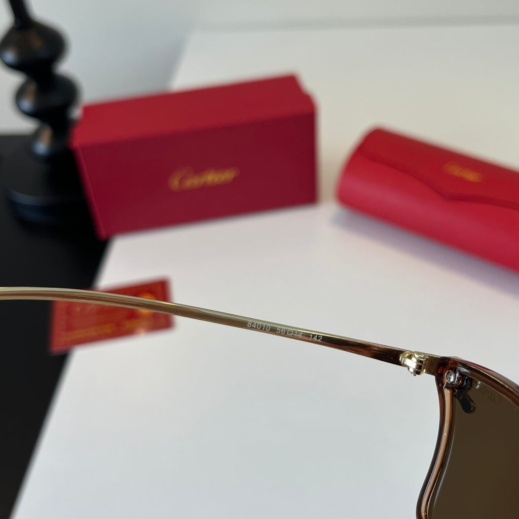 Cartier Lightweight Metal Rimless Brown Lens Sunglasses for Men & Wom - 372275 - detail image 9