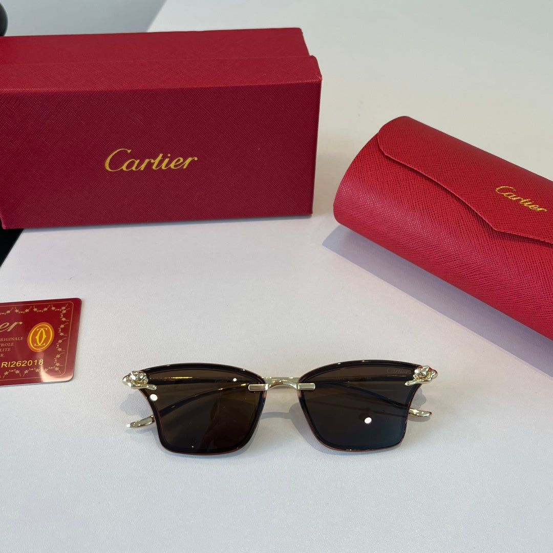 Cartier Lightweight Metal Rimless Brown Lens Sunglasses for Men & Wom - 487327 - detail image 4