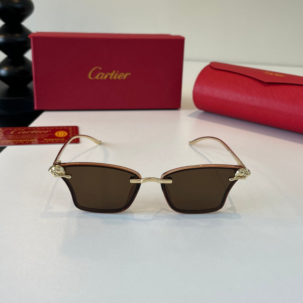Cartier Lightweight Metal Rimless Brown Lens Sunglasses for Men & Wom - 372275 - detail image 2