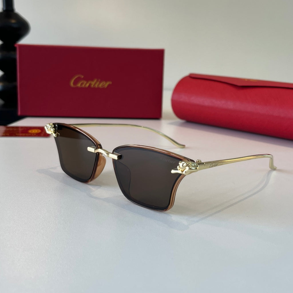 Cartier Lightweight Metal Rimless Brown Lens Sunglasses for Men & Wom - 372275 - detail image 3