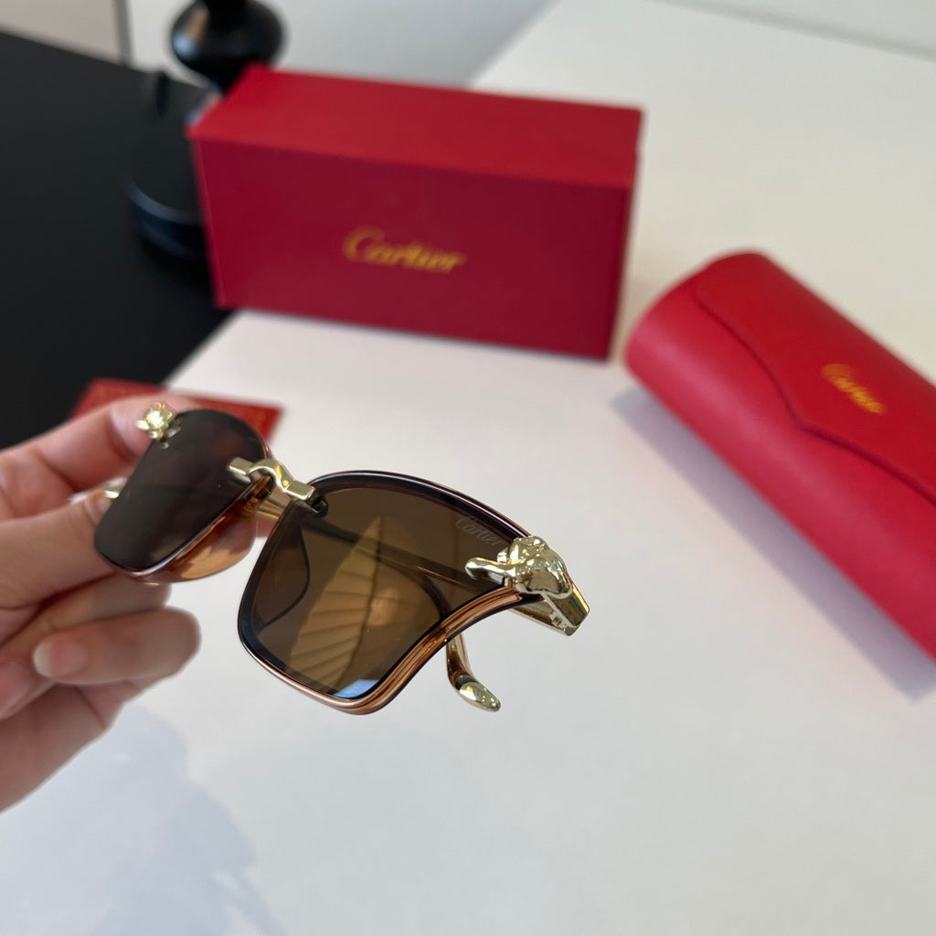 Cartier Lightweight Metal Rimless Brown Lens Sunglasses for Men & Wom - 415919 - detail image 6