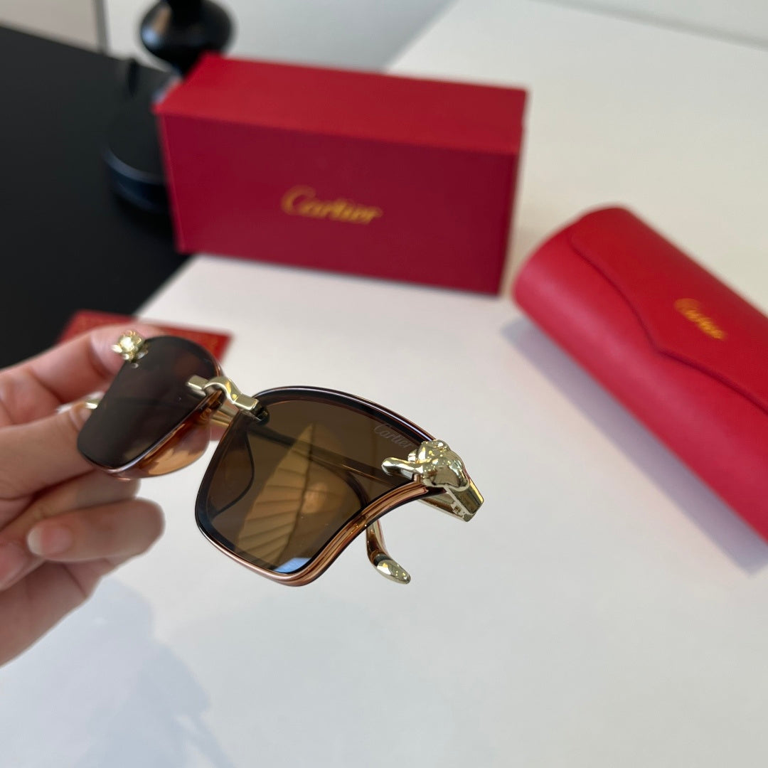Cartier Lightweight Metal Rimless Brown Lens Sunglasses for Men & Wom - 372275 - detail image 6
