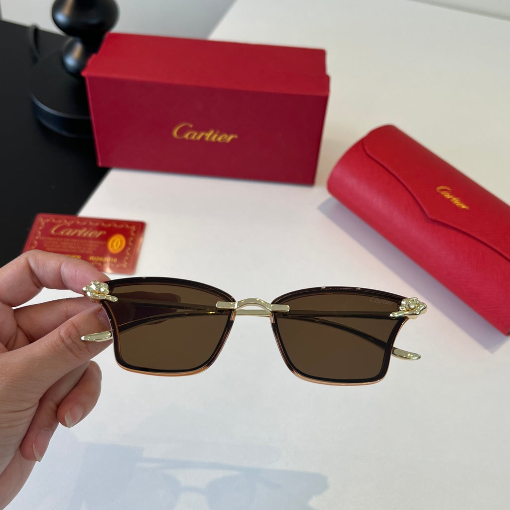 Cartier Lightweight Metal Rimless Brown Lens Sunglasses for Men & Wom - 487327 - detail image 5