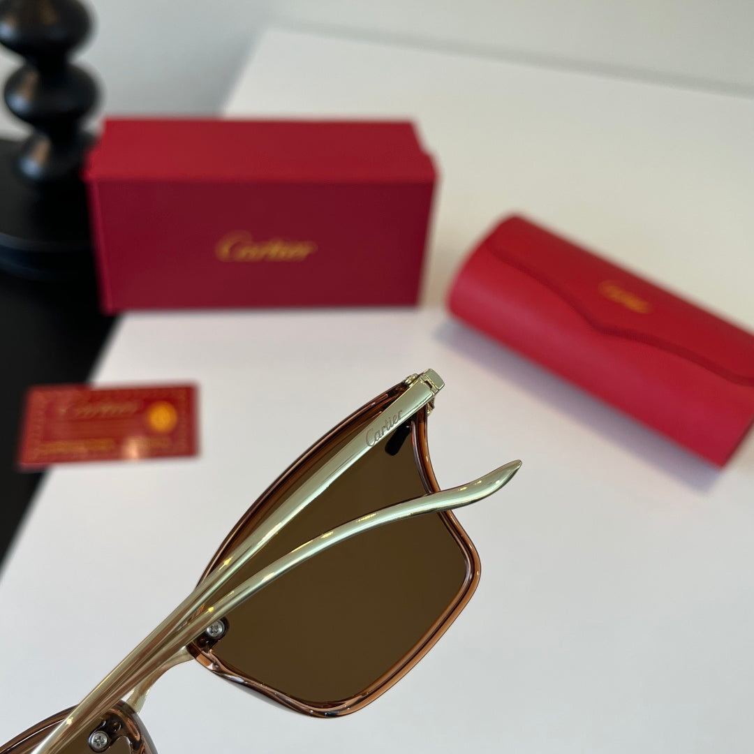 Cartier Lightweight Metal Rimless Brown Lens Sunglasses for Men & Wom - 415919 - detail image 8