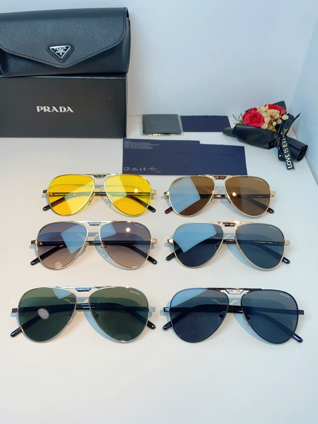 Prada Polarized Metal Aviator Brown Lens Sunglasses for Men & Women - 358454 - detail image 13