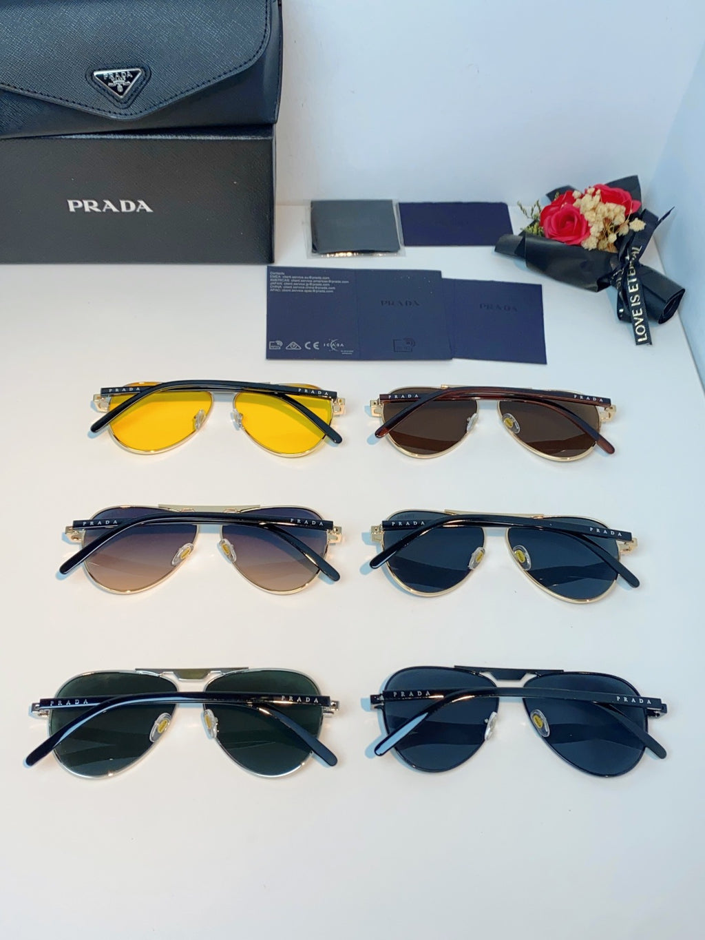 Prada Polarized Metal Aviator Brown Lens Sunglasses for Men & Women - 358454 - detail image 12