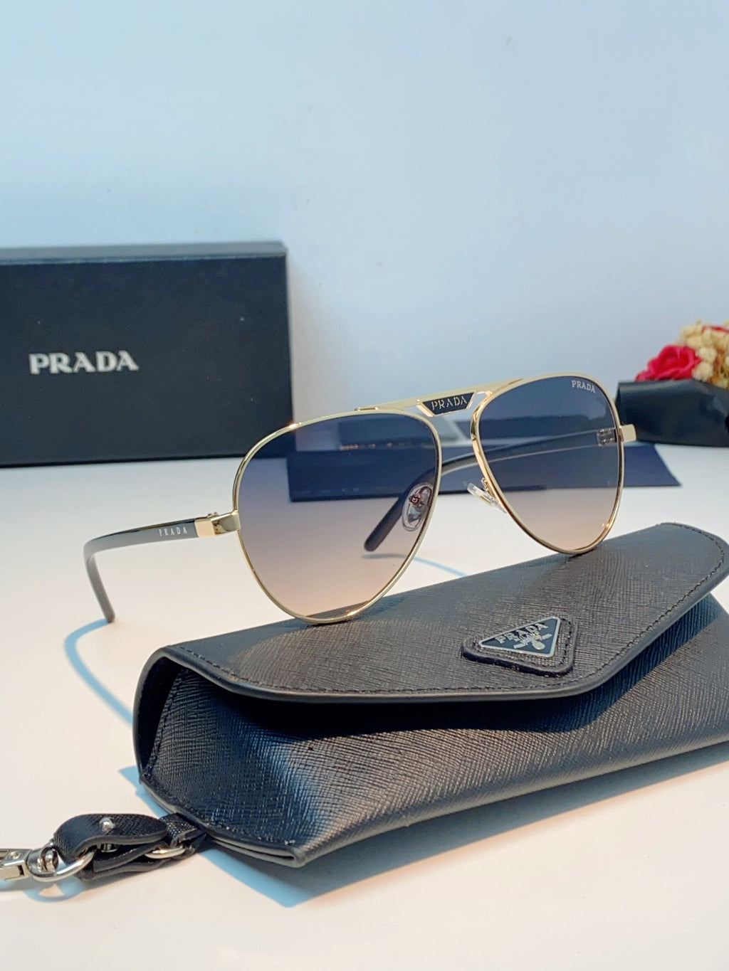 Prada Polarized Metal Aviator Brown Lens Sunglasses for Men & Women - 358454 - detail image 11