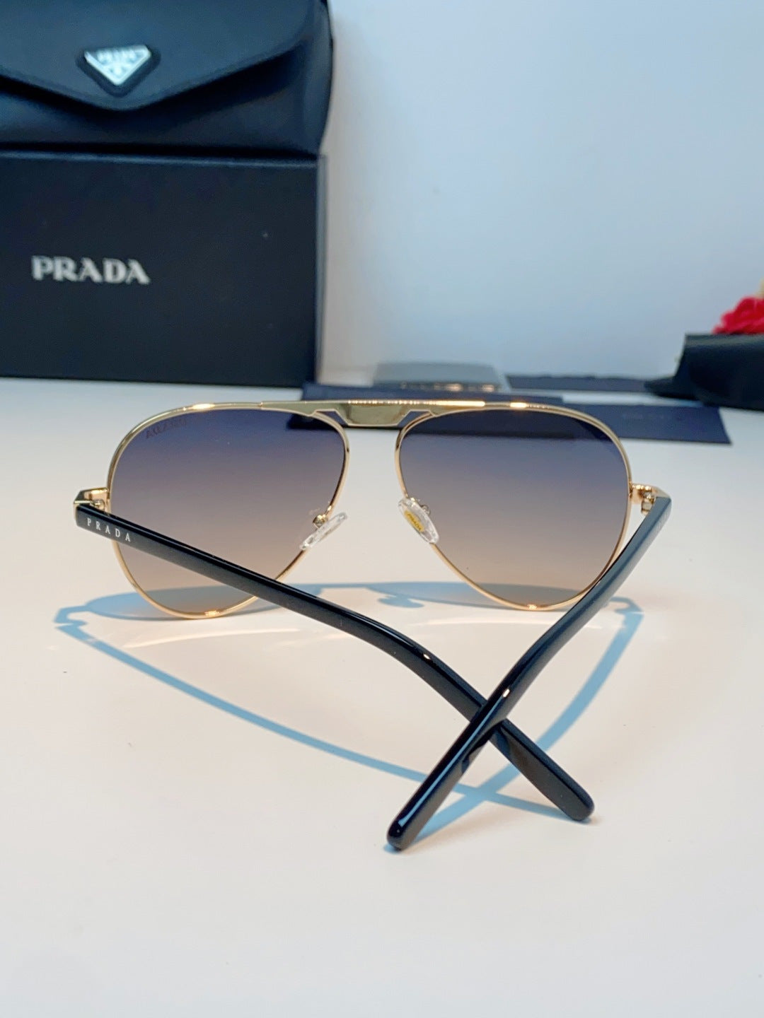 Prada Polarized Metal Aviator Brown Lens Sunglasses for Men & Women - 358454 - detail image 3
