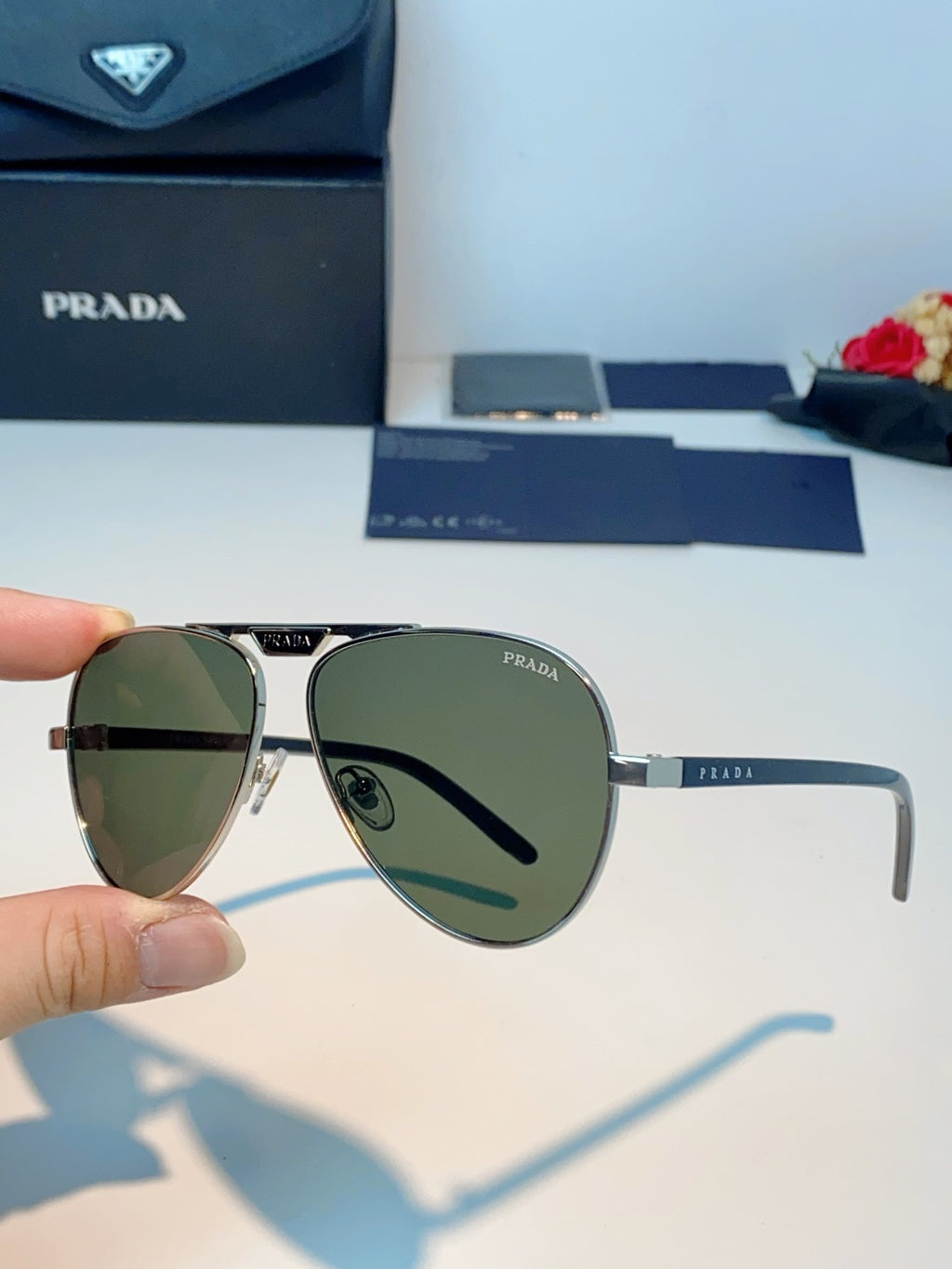 Prada Polarized Metal Aviator Gray Lens Sunglasses for Men & Women - 358455 - detail image 6