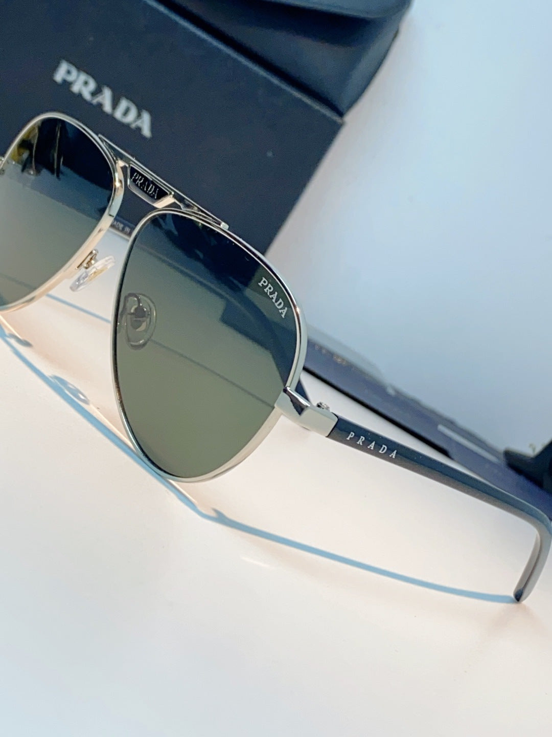 Prada Polarized Metal Aviator Gray Lens Sunglasses for Men & Women - 358455 - detail image 7