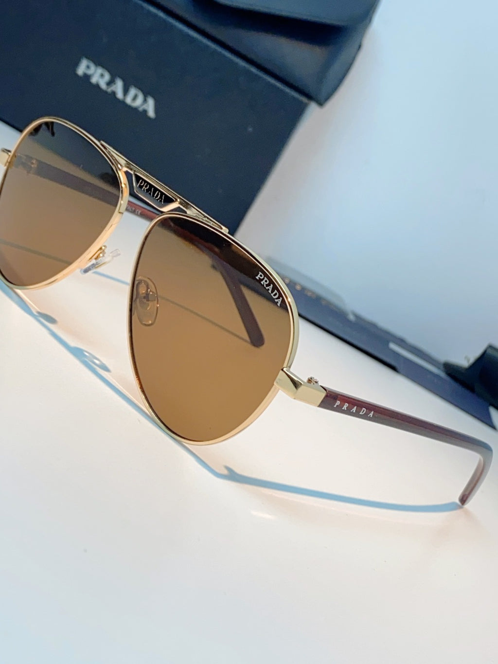 Prada Polarized Metal Aviator Brown Lens Sunglasses for Men & Women - detail image 7
