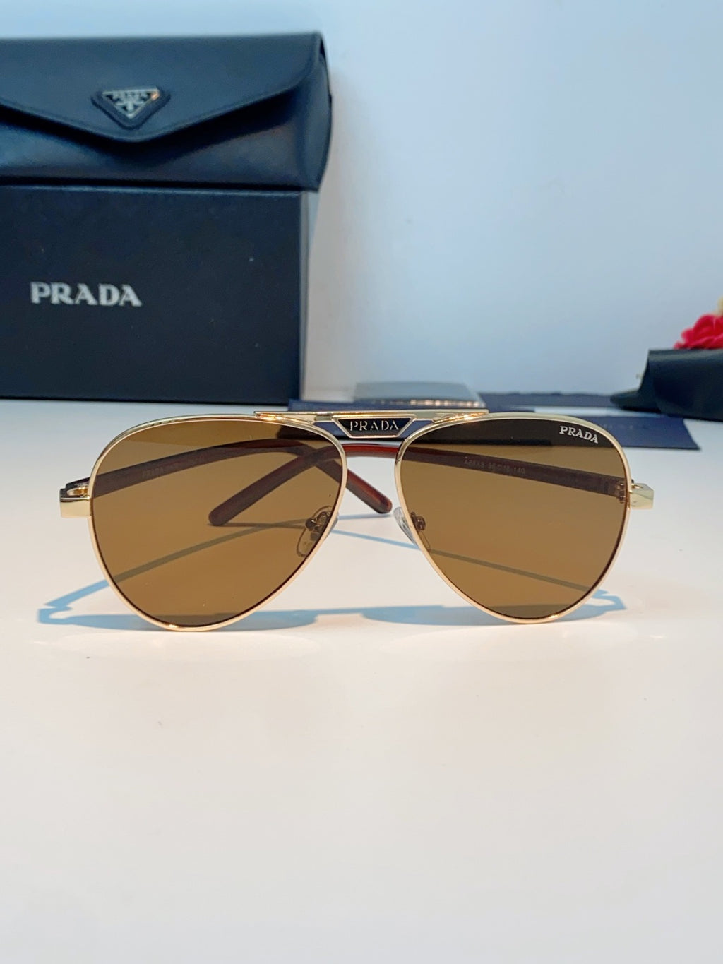 Prada Polarized Metal Aviator Brown Lens Sunglasses for Men & Women - detail image 2