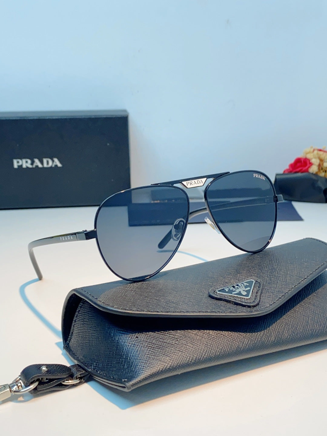 Prada Polarized Metal Aviator Gray Lens Sunglasses for Men & Women - detail image 11