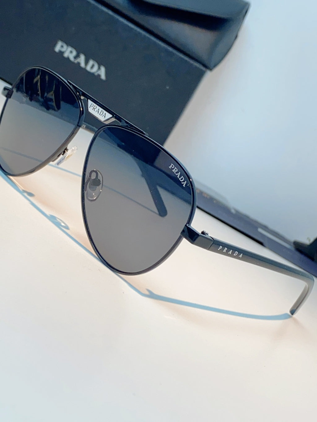 Prada Polarized Metal Aviator Gray Lens Sunglasses for Men & Women - detail image 7