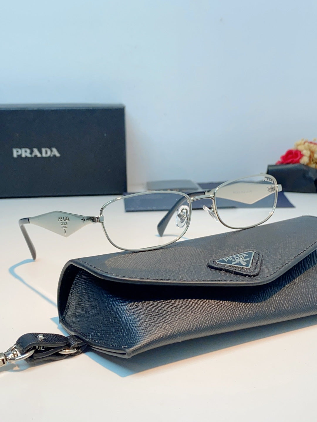 Prada Metal Oval Silver Lens Sunglasses for Men & Women - detail image 11