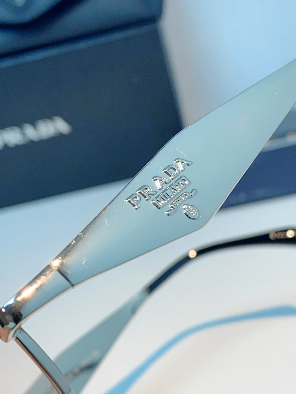 Prada Metal Oval Silver Lens Sunglasses for Men & Women - detail image 8