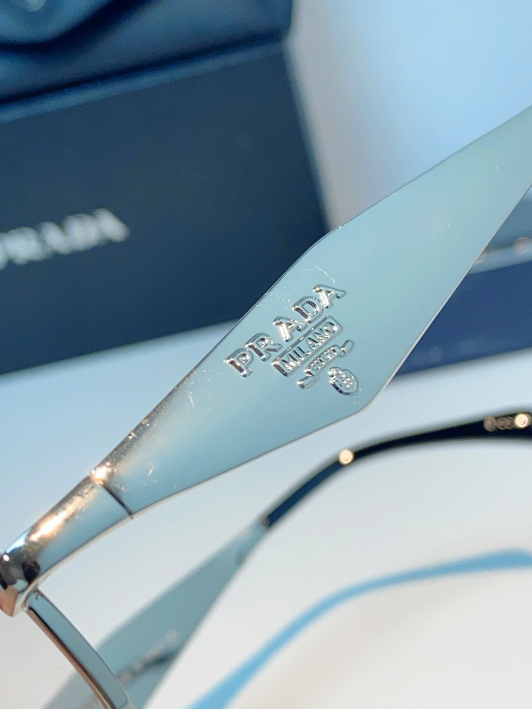 Prada Metal Oval Silver Lens Sunglasses for Men & Women - detail image 8